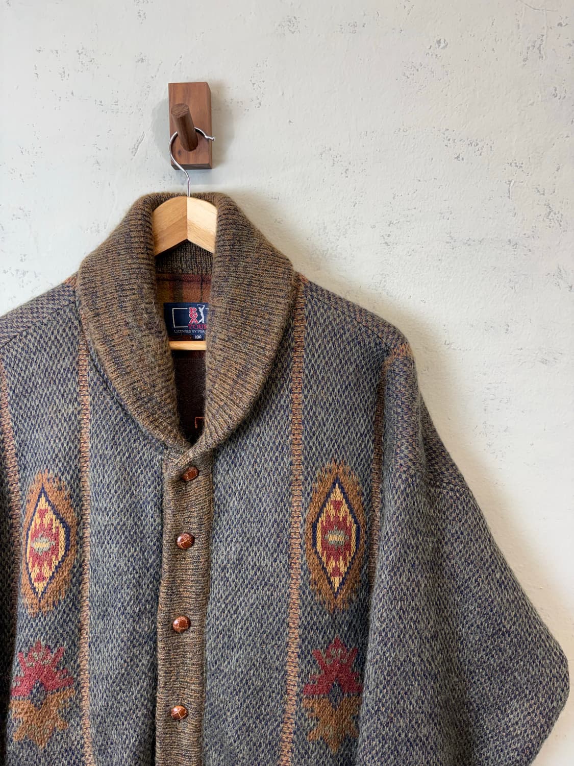 빈티지 숄카라 패턴 울 가디건 자켓 상품이미지3