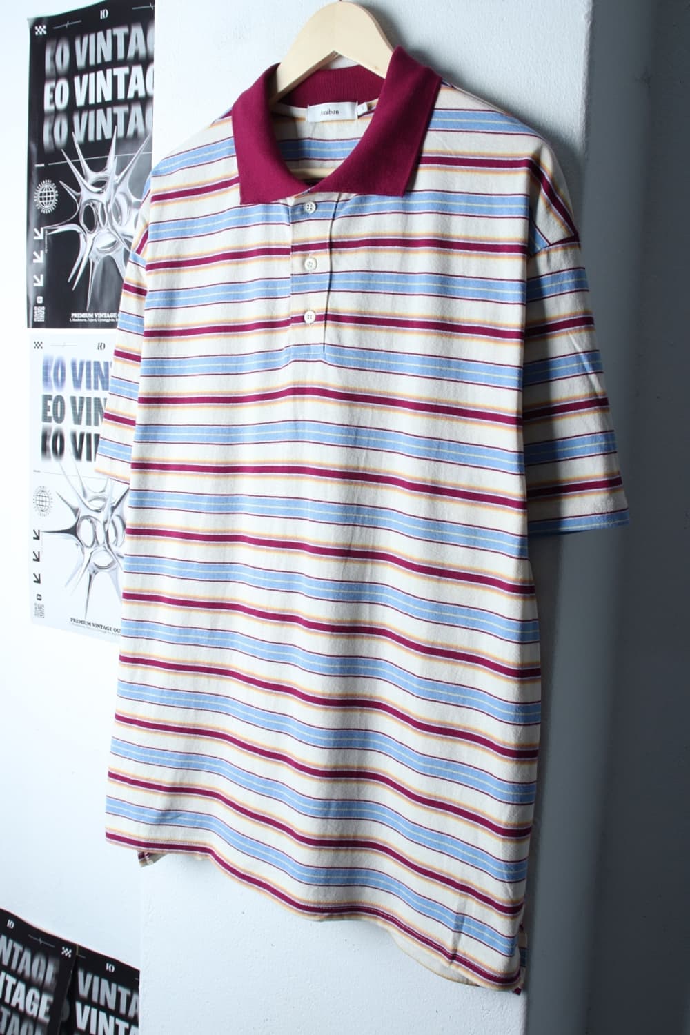 (XL-2XL) 아르반 반팔 카라 티셔츠 스트라이프 컬러믹스-7B92 상품이미지1