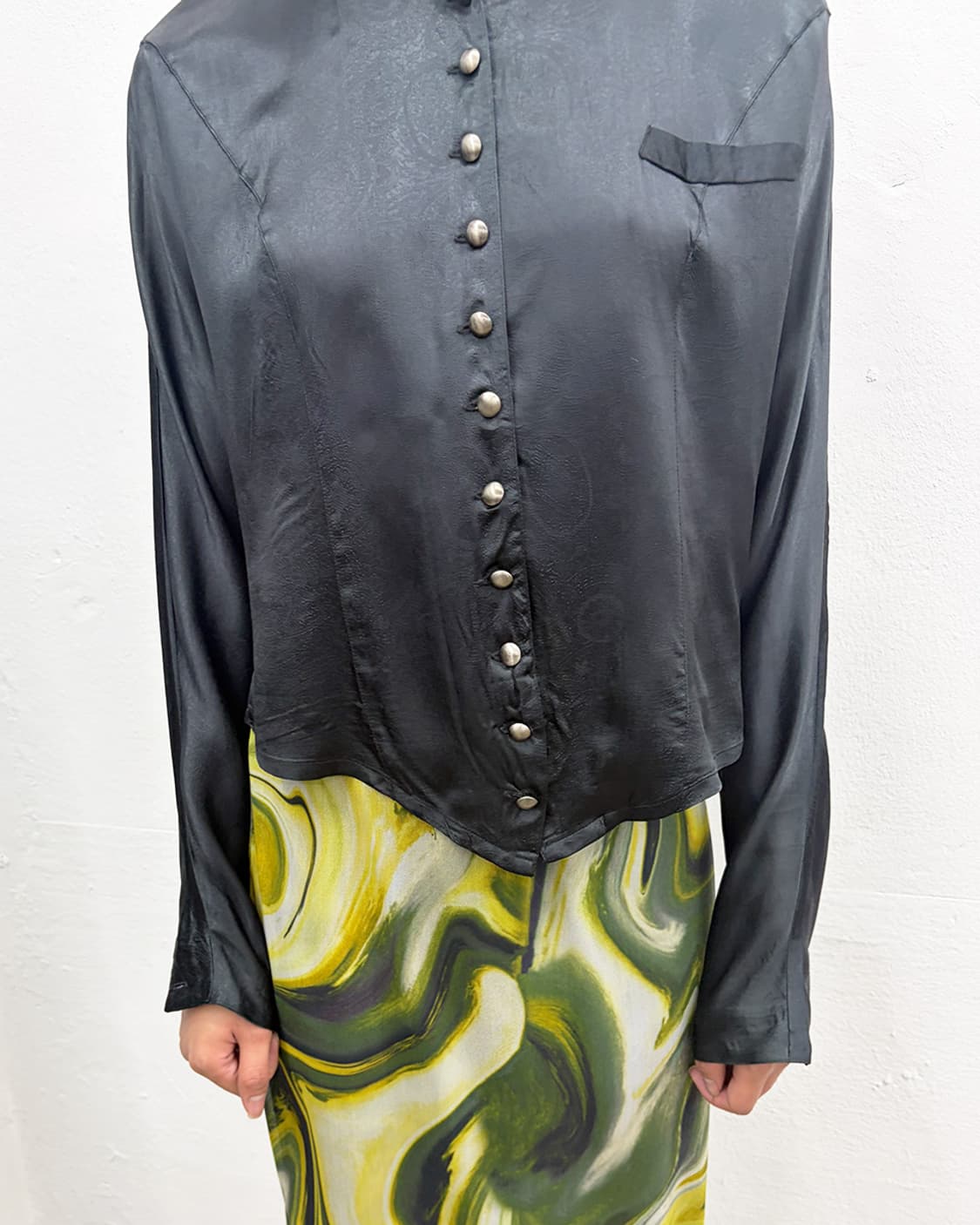 빈티지 새틴 블라우스 상품이미지4