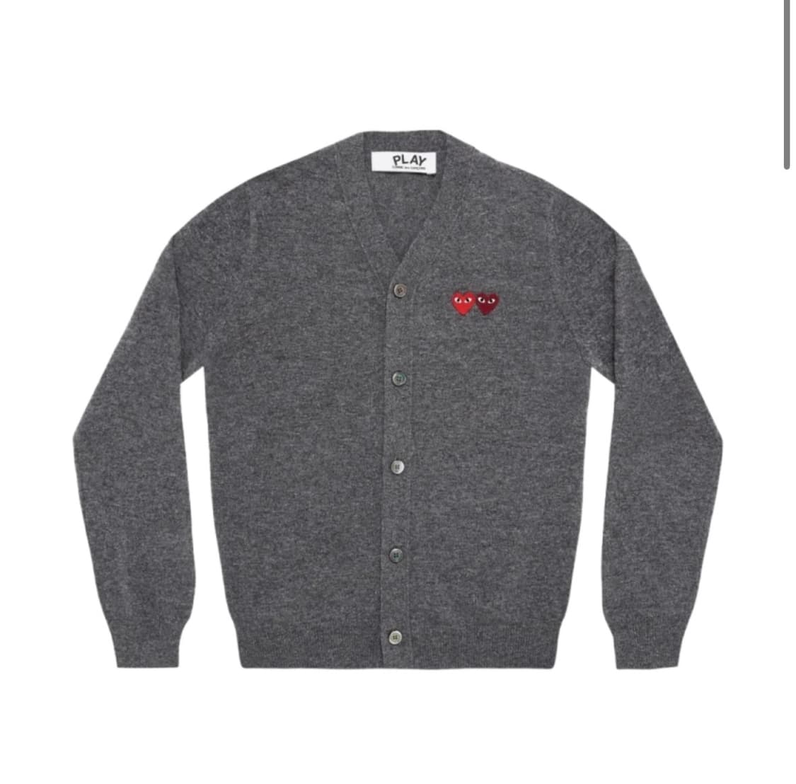 플레이 꼼데가르송 더블하트 가디건 그레이 상품이미지1