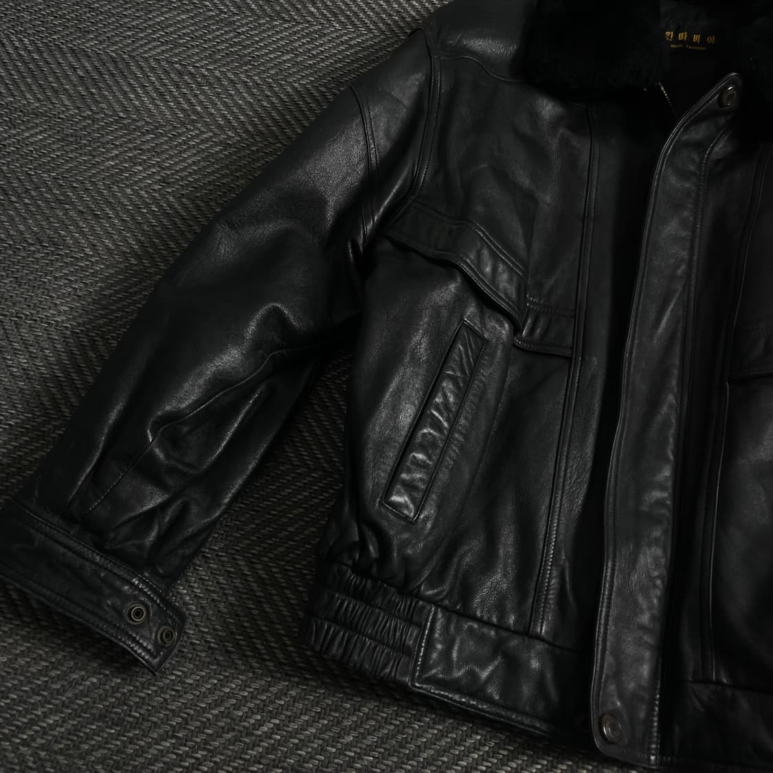빈티지 양가죽 봄버 퍼 카라 레더 가죽 자켓y 3771 상품이미지4