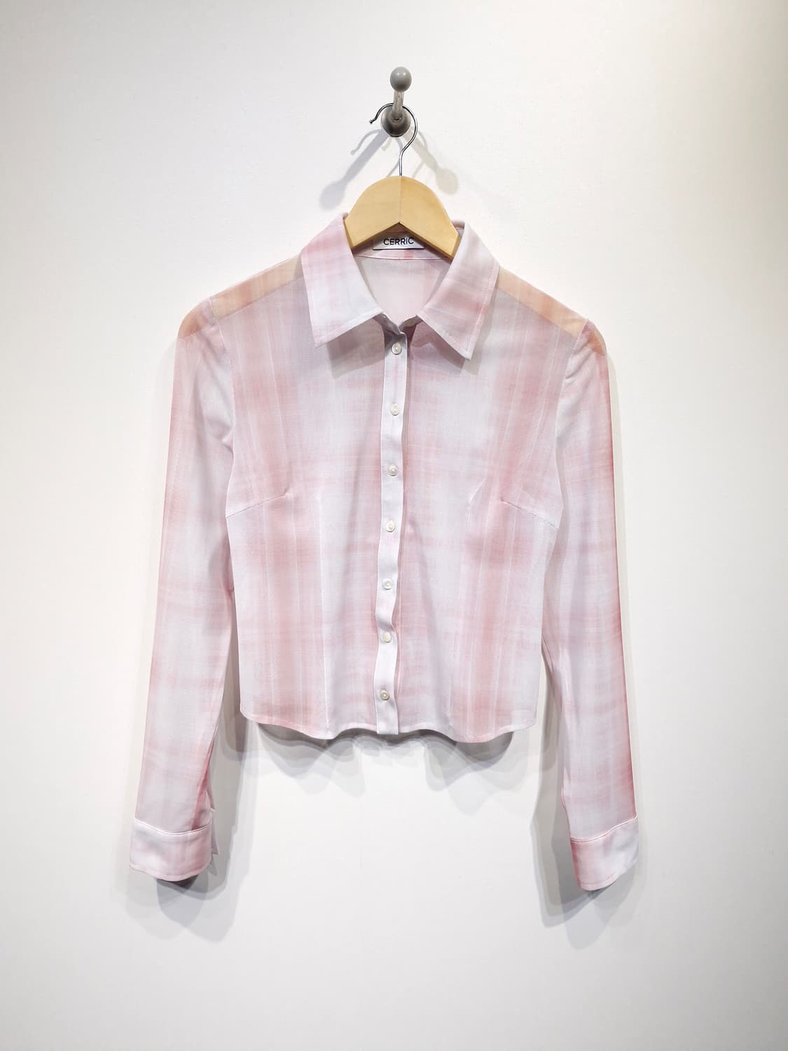 CERRIC 세릭 25S/S 씨쓰루 체크 셔츠 핑크 상품이미지3