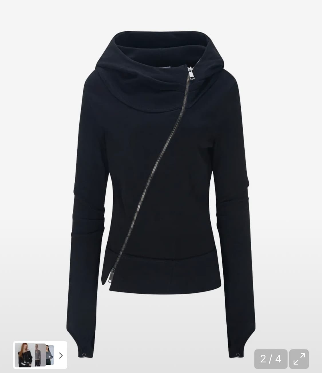 플리즈노팔로우 하이넥 후드집업 블랙 새상품 상품이미지1