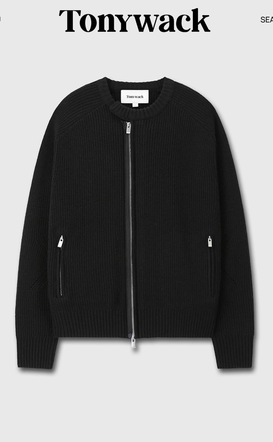 MERINO WOOL KNITTED ZIP-UP JUMPER_ BLACK 상품이미지3