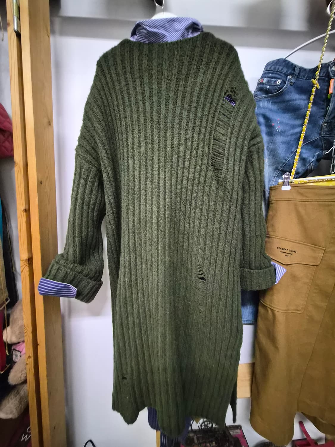 씨 골지 자수와팬 롱니트 아우터 상품이미지7