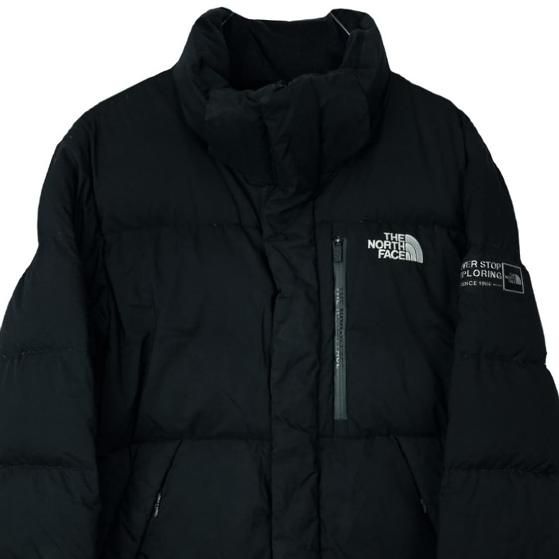 노스페이스 로고 패치 구스다운 푸퍼 다운 숏패딩 블랙 M16642 상품이미지4