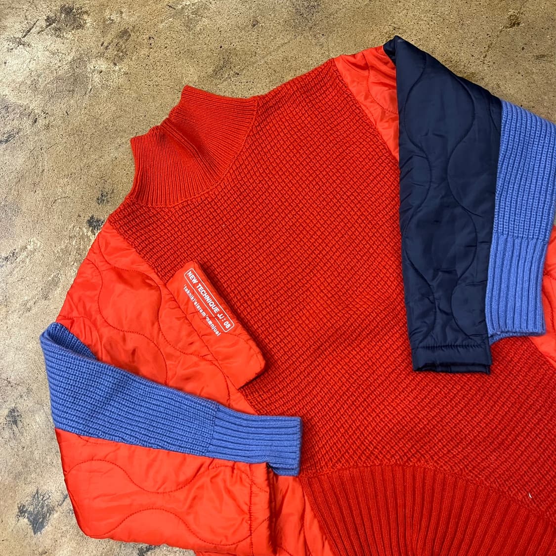 [정품/80] 쥬시 주디 배색 퀼팅 니트 탑 레드 네이비 블루 b18 상품이미지1