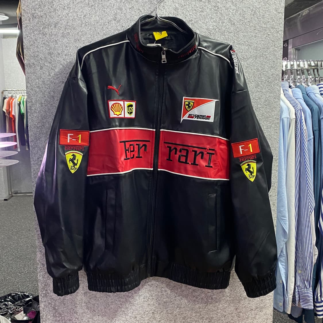 페라리 배색 레더 레이싱 자켓 B3252 상품이미지2