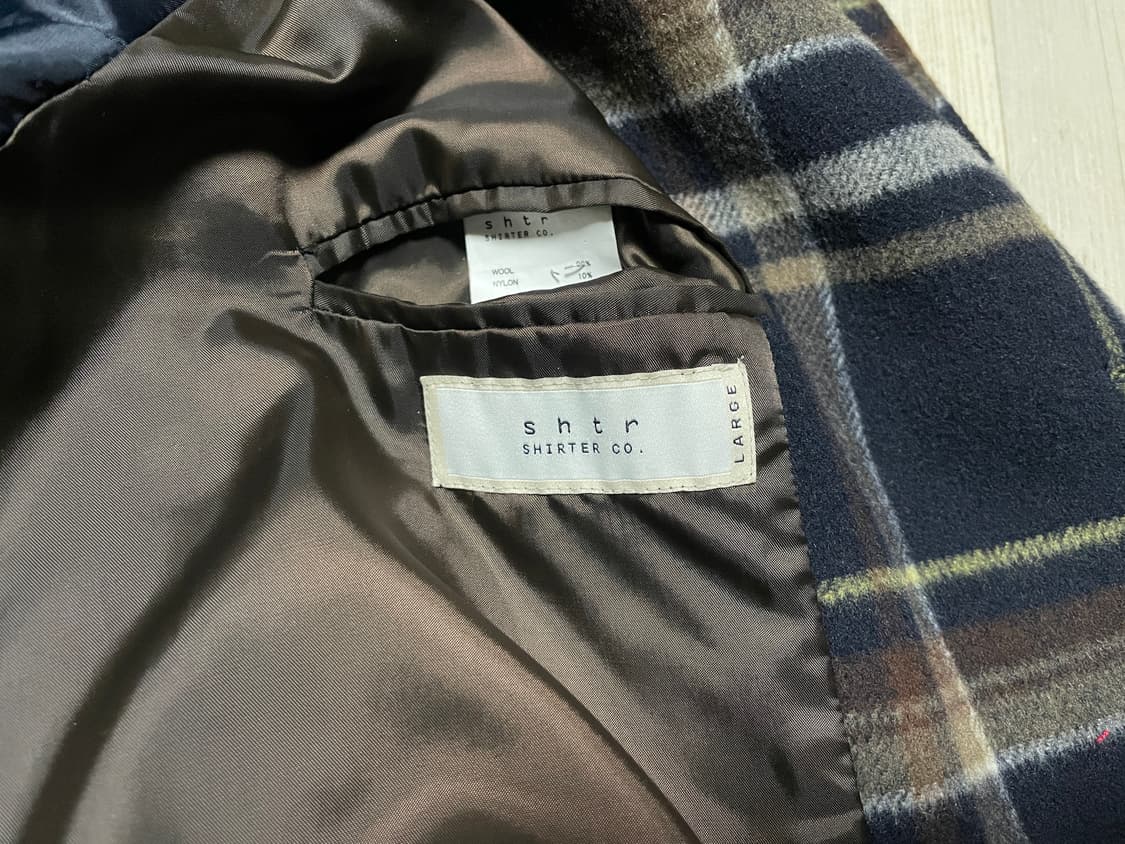 shirter 셔터 벨티드 울 체크 코트 네이비 상품이미지6