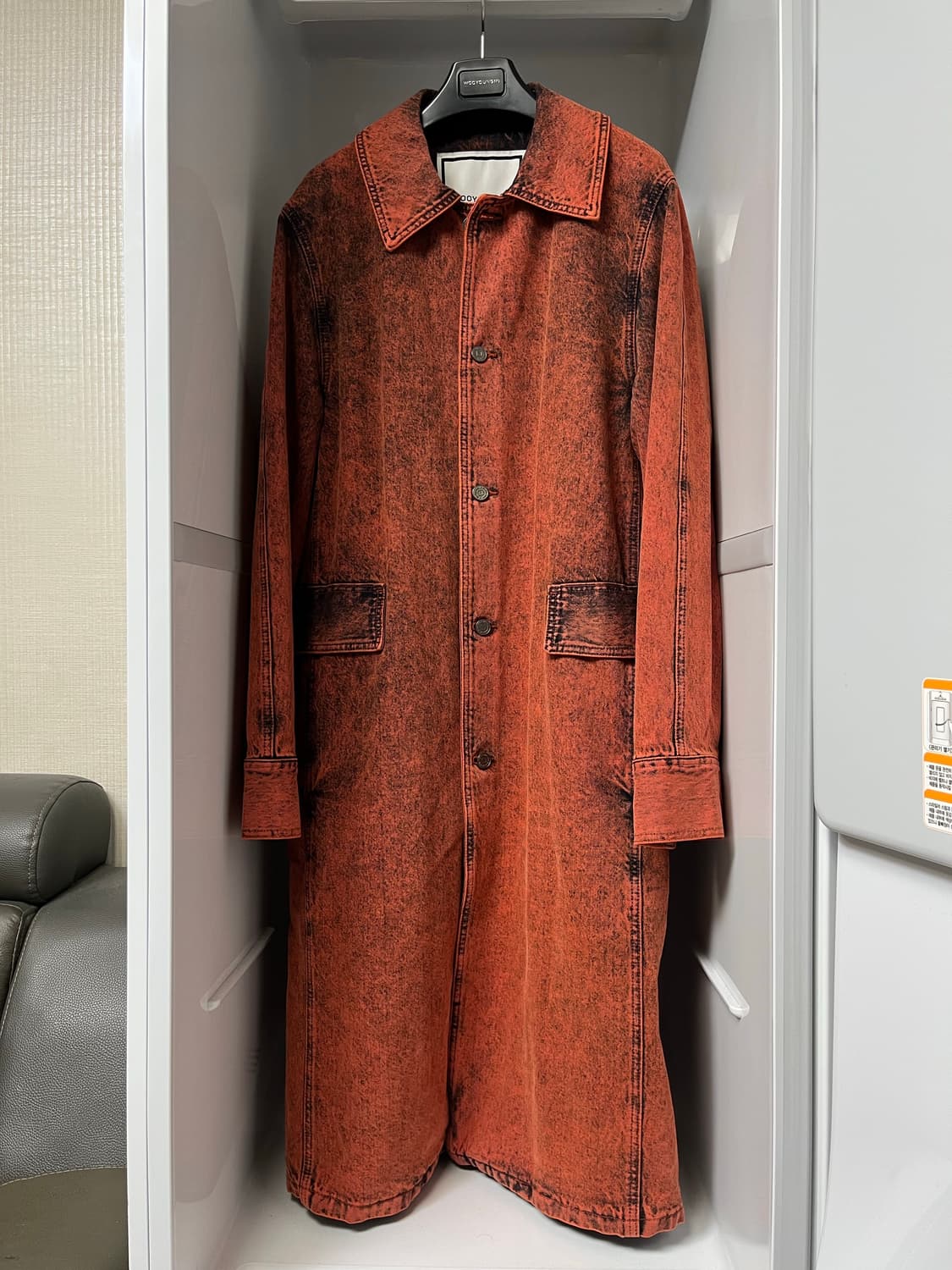 우영미 오렌지 워싱 데님 코트 50사이즈 상품이미지1