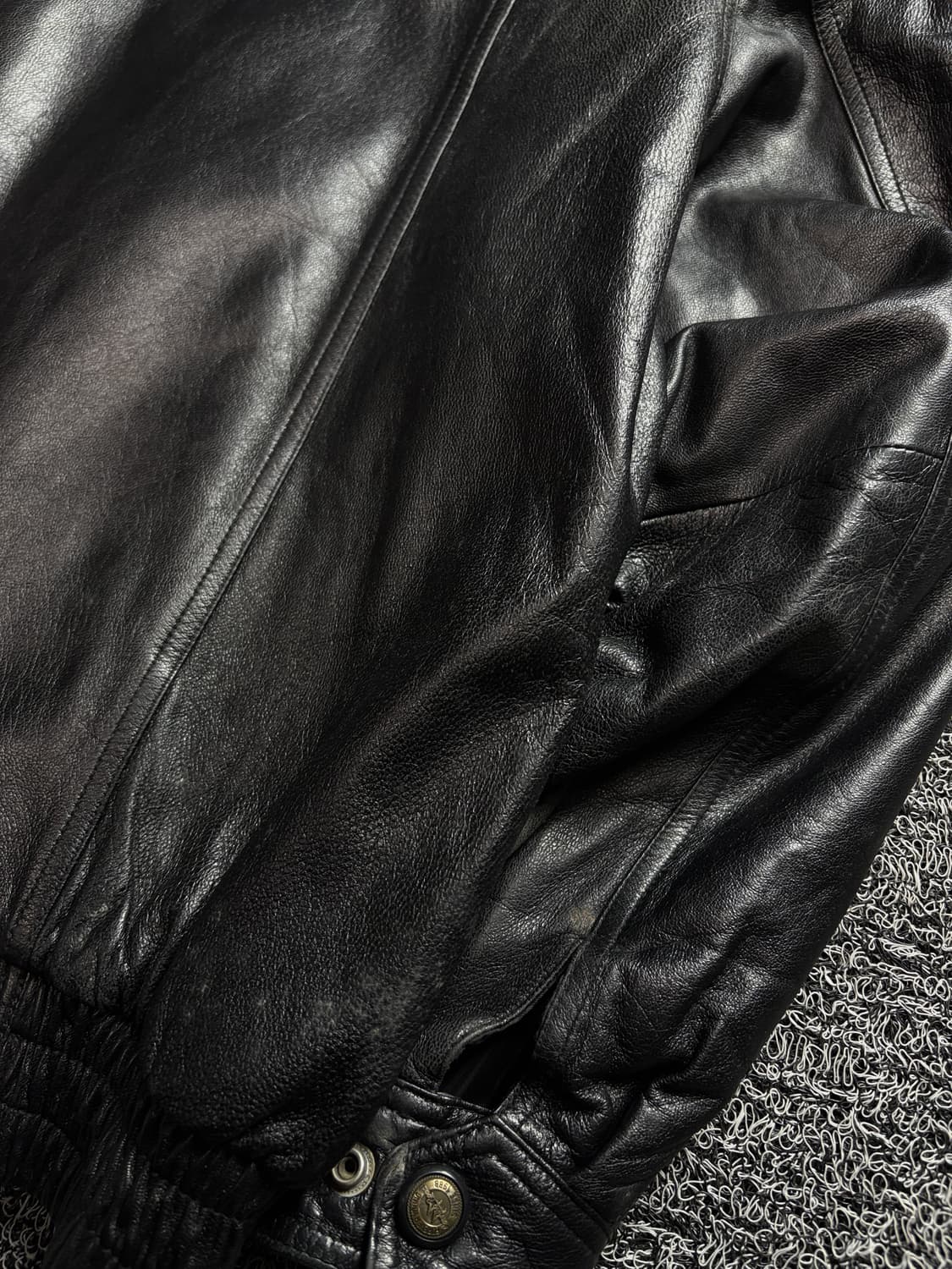 Grand 빈티지 램스킨 블랙 레더 봄버 무스탕 1472 상품이미지5