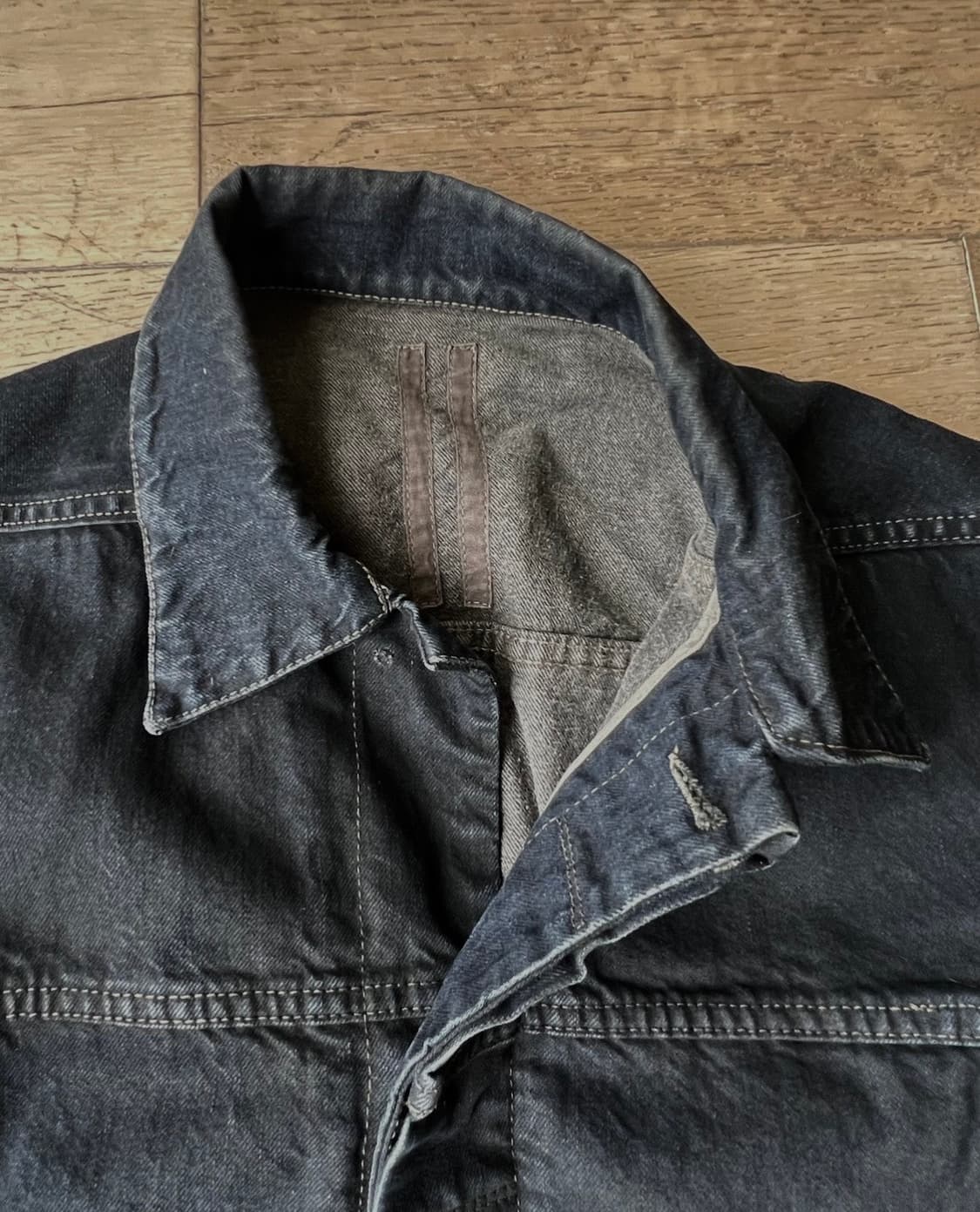 릭오웬스 블루블랙 왁스드 데님 자켓 상품이미지5