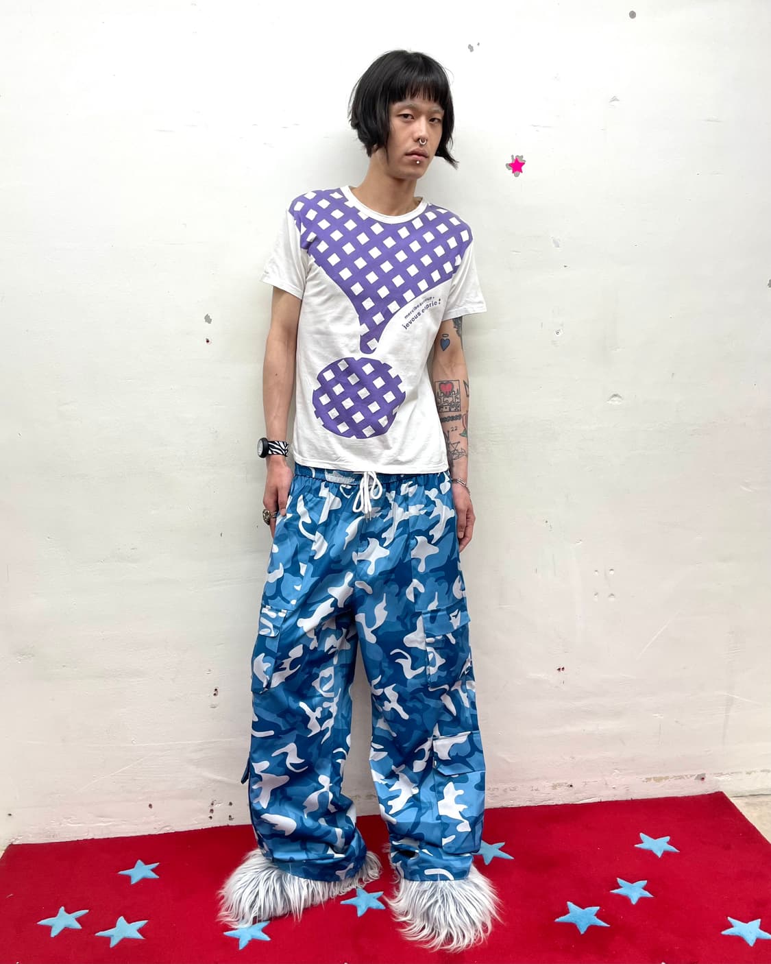 Purple question mark square dot T-shirt  상품이미지5