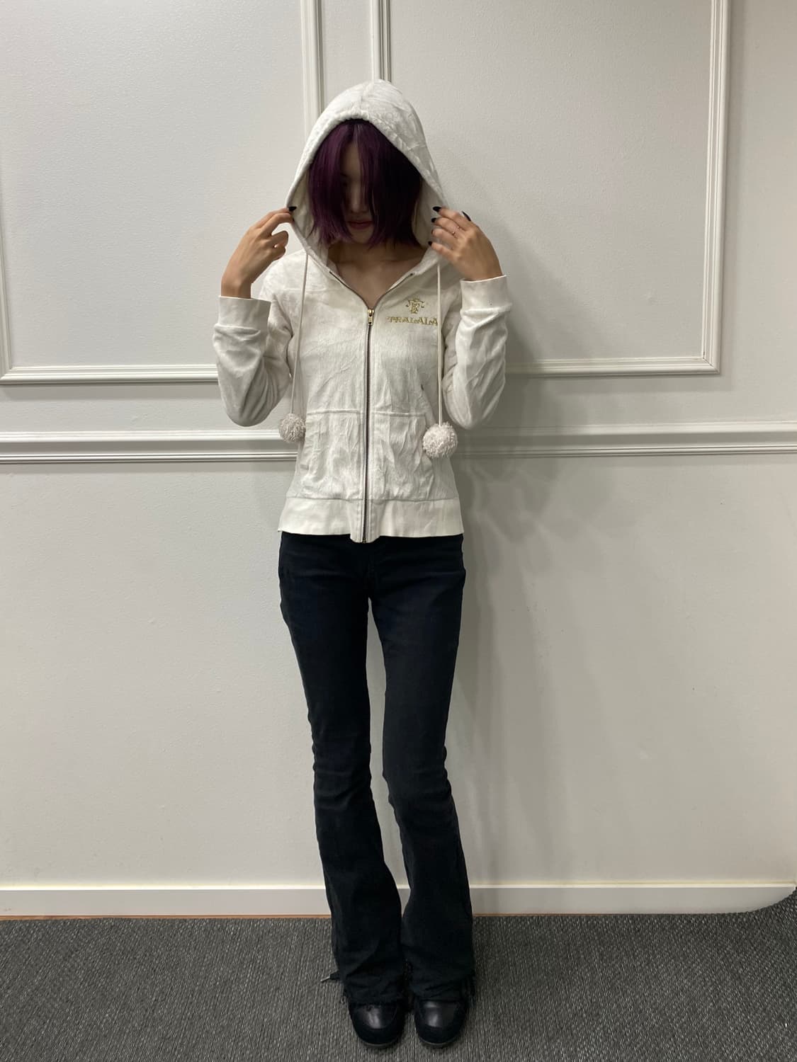 [Tralala]Gal Mood White Hoodie Zip Up 상품이미지7