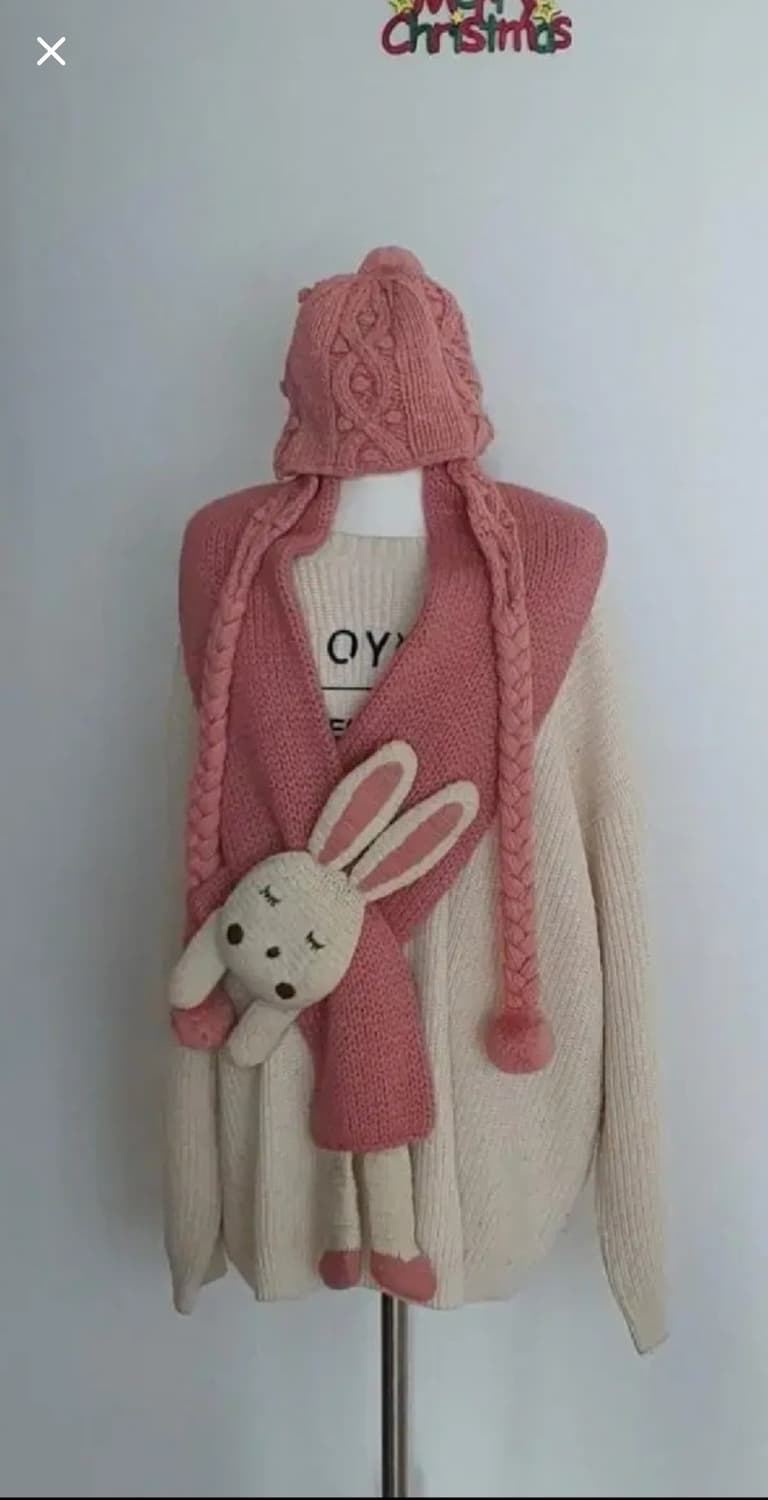 인디핑크 토끼 모자 목도리세트 광고촬영용 소품 10만원세트 상품이미지3