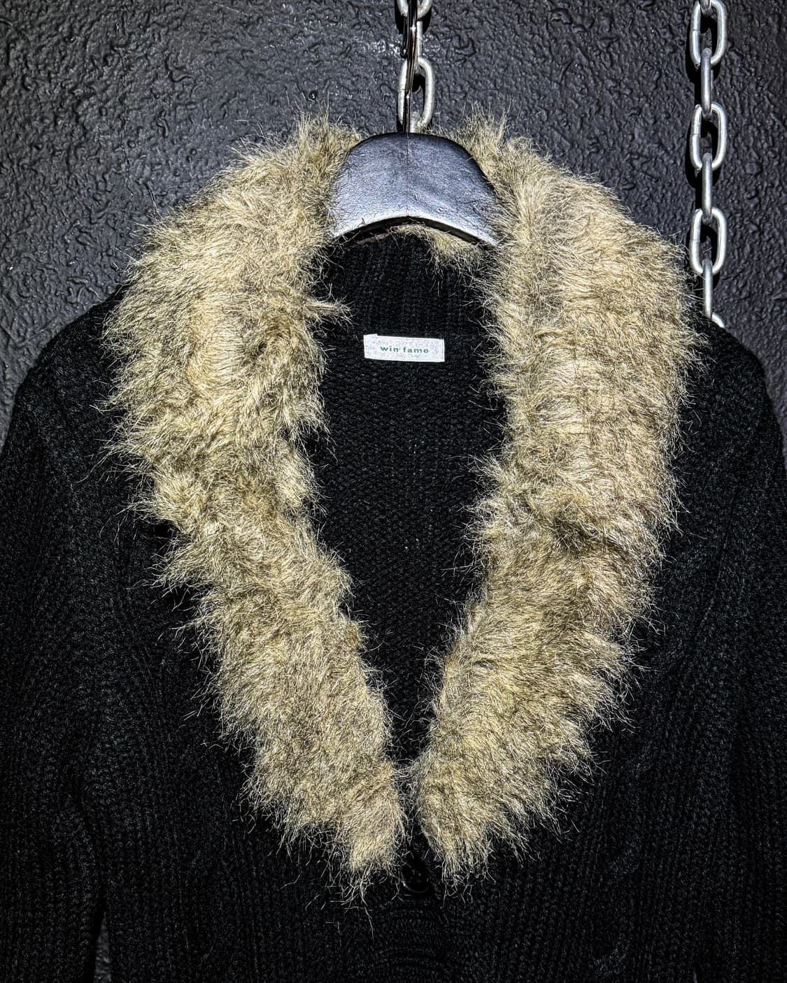 Fur Trim Black Long Knit Cardigan 상품이미지3
