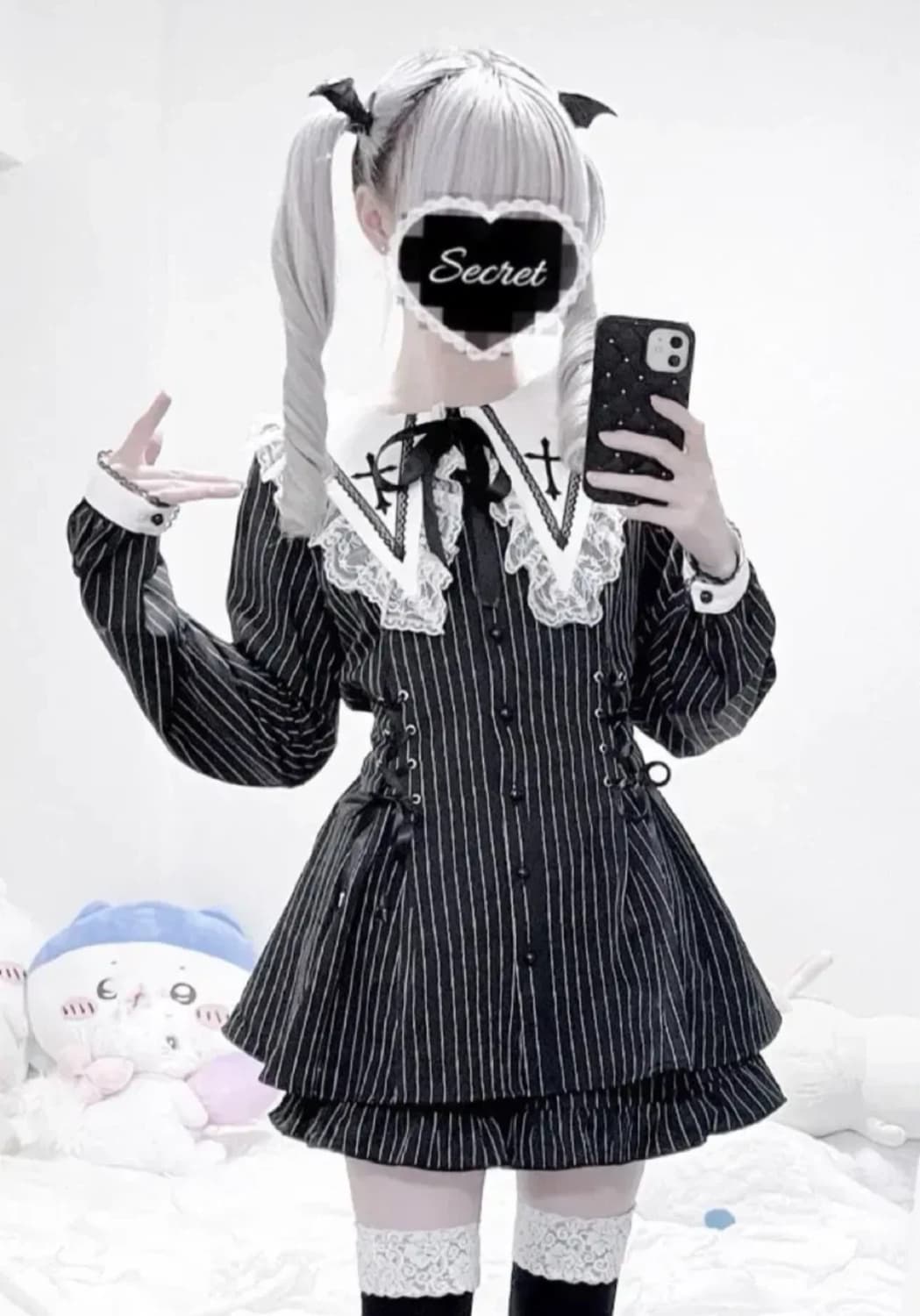 지뢰계 마즈 크로스 자수 십자가 스핀돌 셋업 새상품 상품이미지1