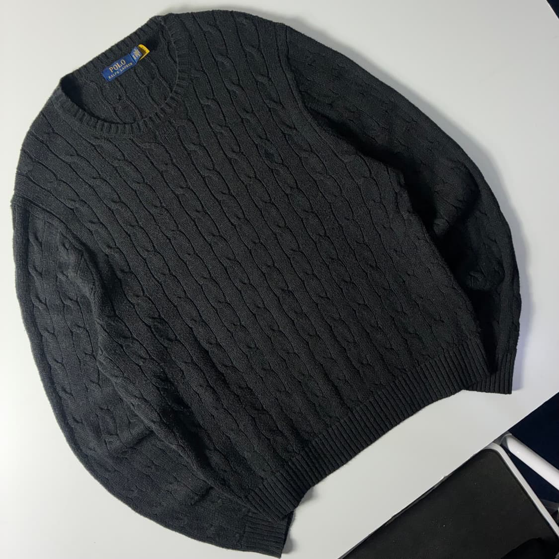 Polo  폴로 랄프로렌 신형 자수 코튼 차콜 꽈배기 니트  상품이미지2