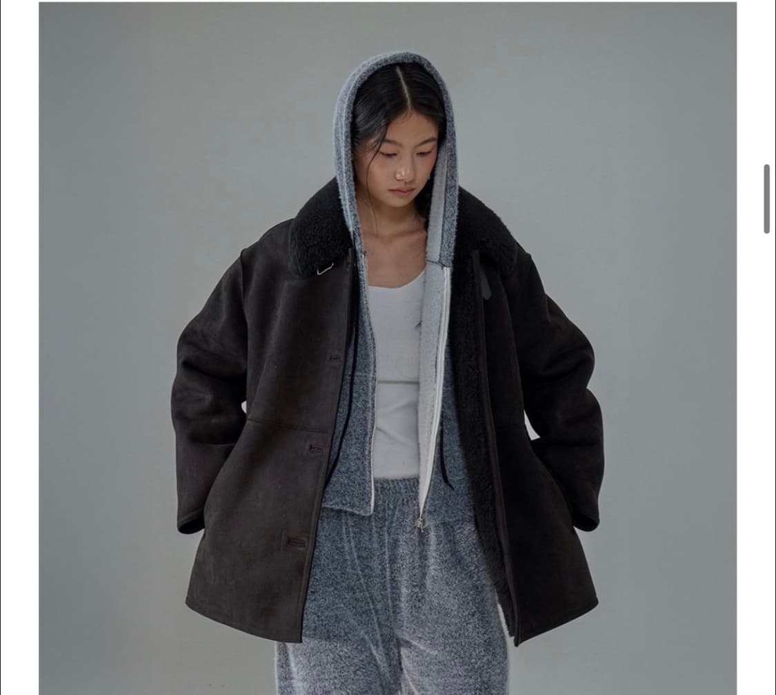 더밀루이 미니 무스탕 블랙 스웨이드 상품이미지1