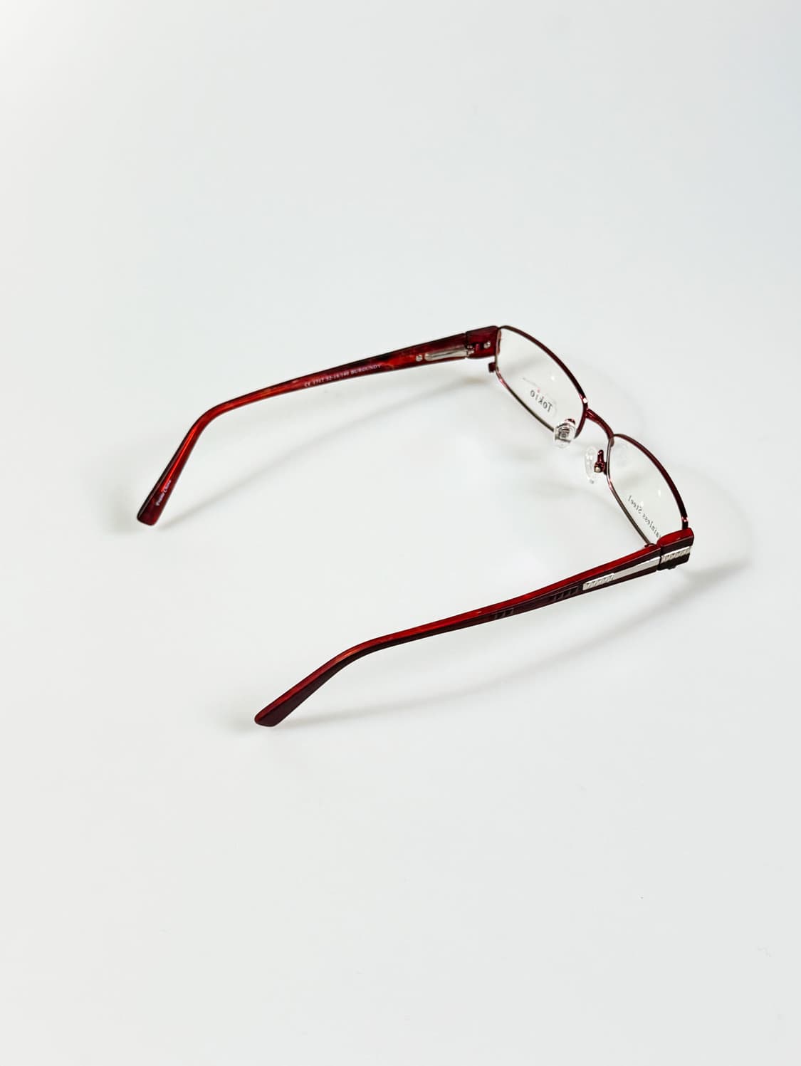 90s TOKIO 버건디 메탈 슬림 스퀘어 빈티지 안경 상품이미지5