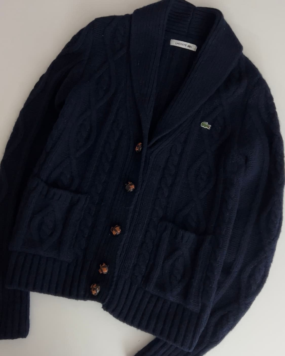 라코스테 케이블 울 숄카라 가디건 34 상품이미지3