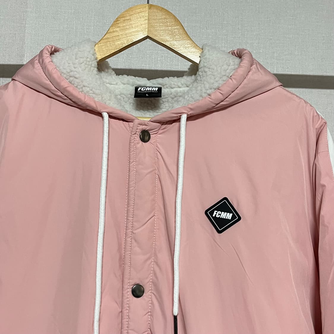 FCMM 핑크색 후리스 롱 패딩 코트 L 상품이미지3
