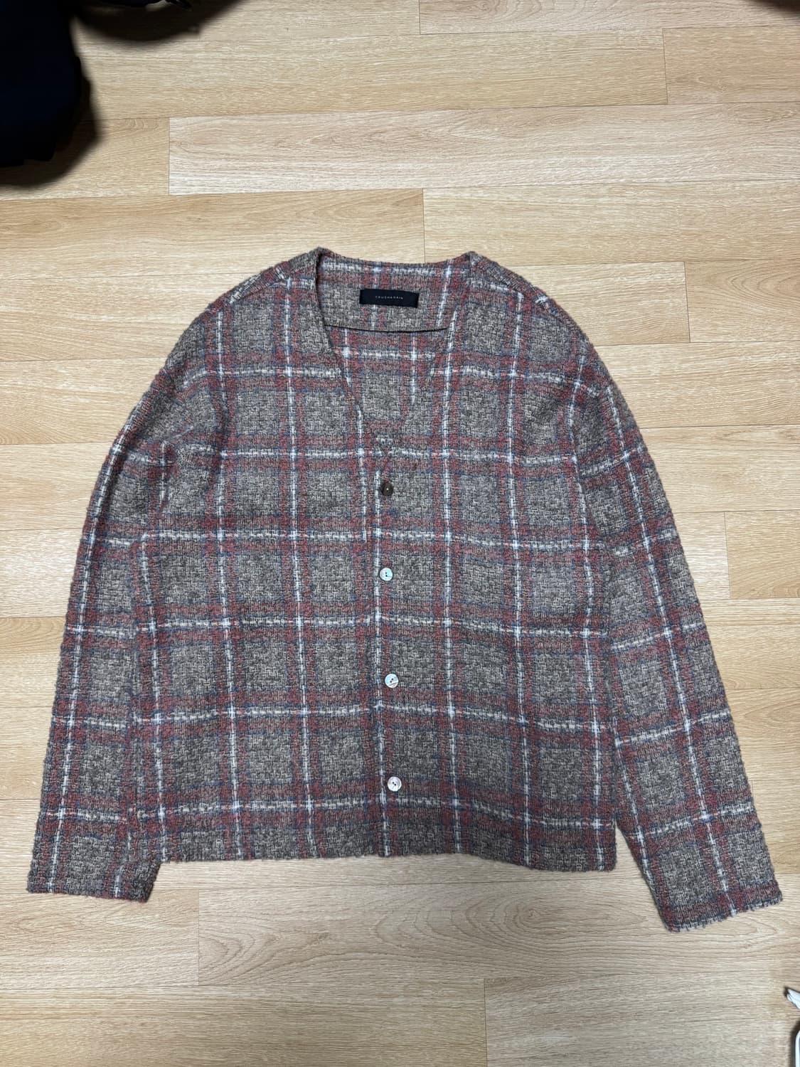 크러쉬어게인 체크 트위드 가디건 free size 상품이미지4