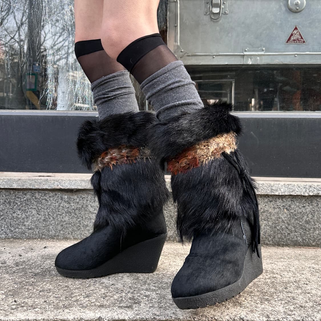 00s 베어파우 리얼 퍼 웨지 부츠 상품이미지6