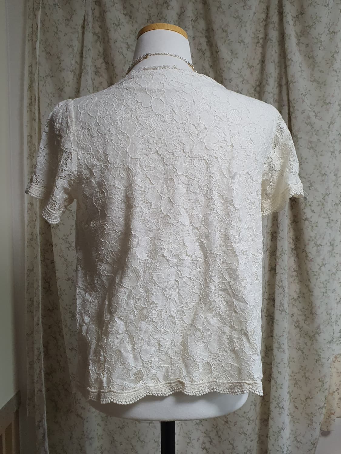 [빈티지] 아이보리 레이스 반팔 블라우스 상품이미지3