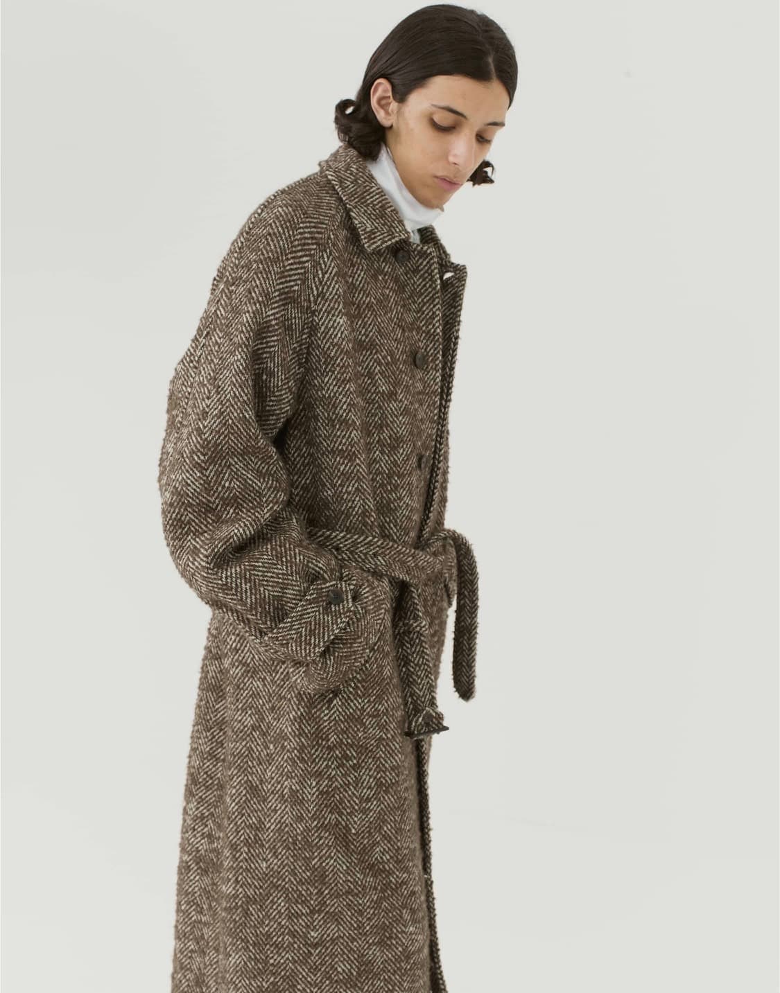 [5]오라리 22AW  울 알파카 헤링본 트위드 수티엥 카라 코트 상품이미지2