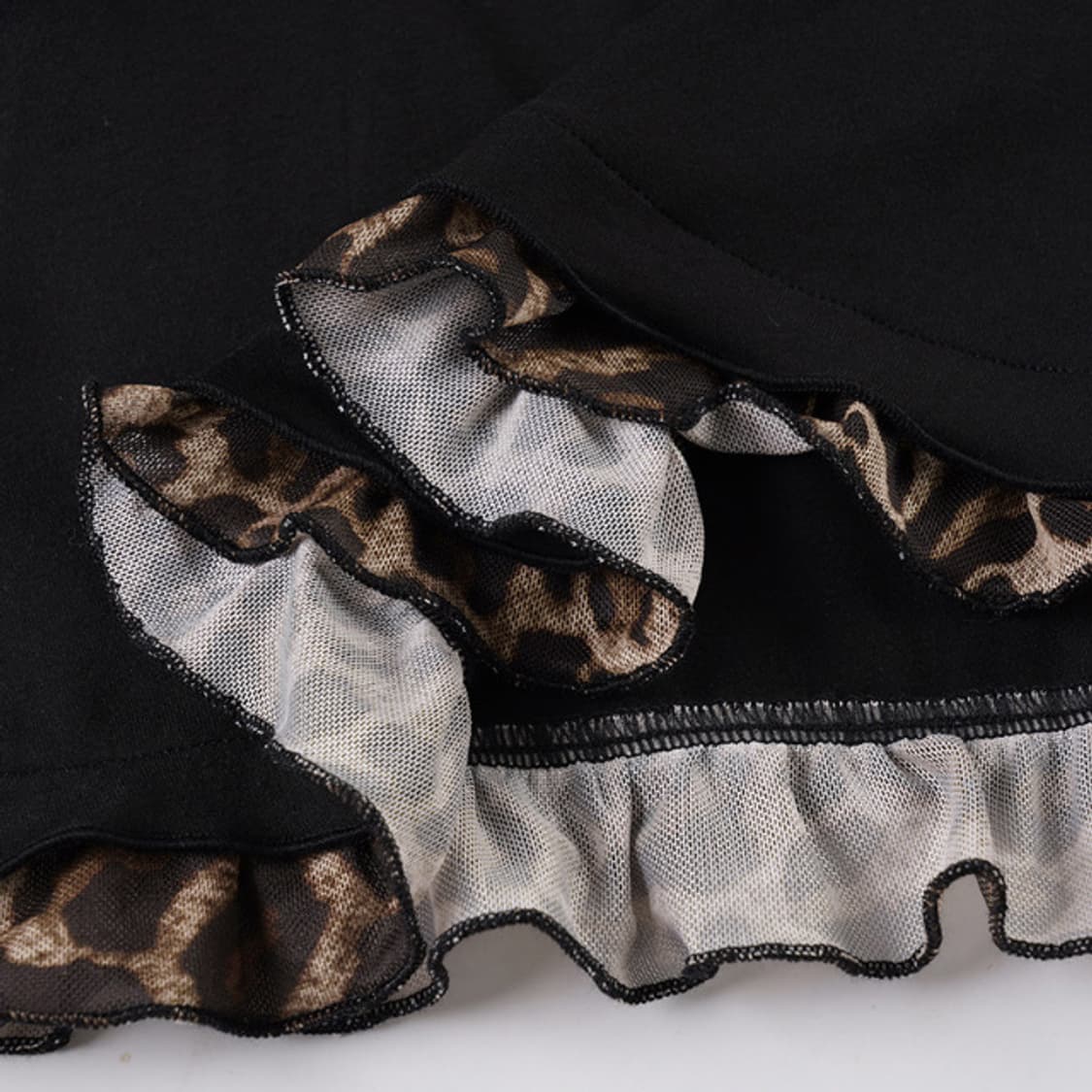 갸루 호피 프릴 캐미솔 슬리브리스 탑 상품이미지4