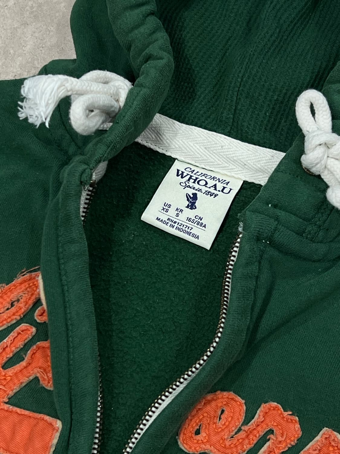 (S) 후아유 우먼스 패치로고 후드집업 그린/오렌지  상품이미지4