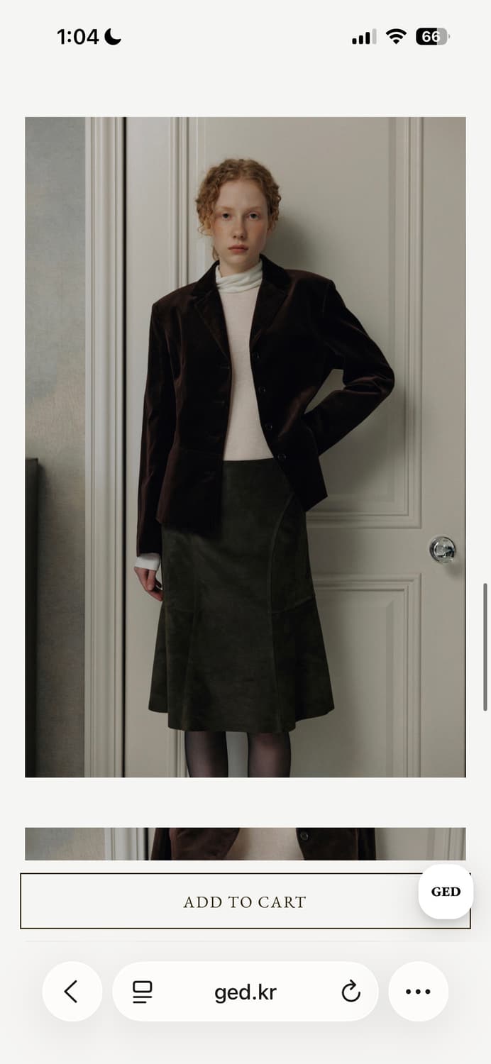 ged 게드 curve leather skirt - dark olive 상품이미지3