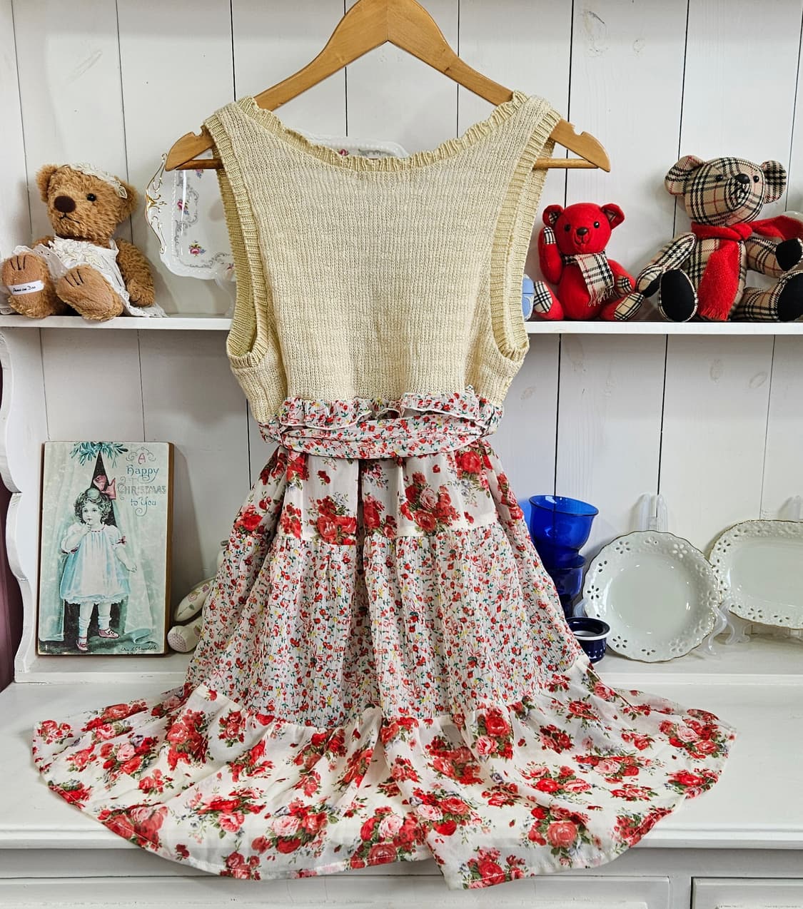 엑시즈팜(Axes Femme) 플로럴 니트 배색 원피스 상품이미지5