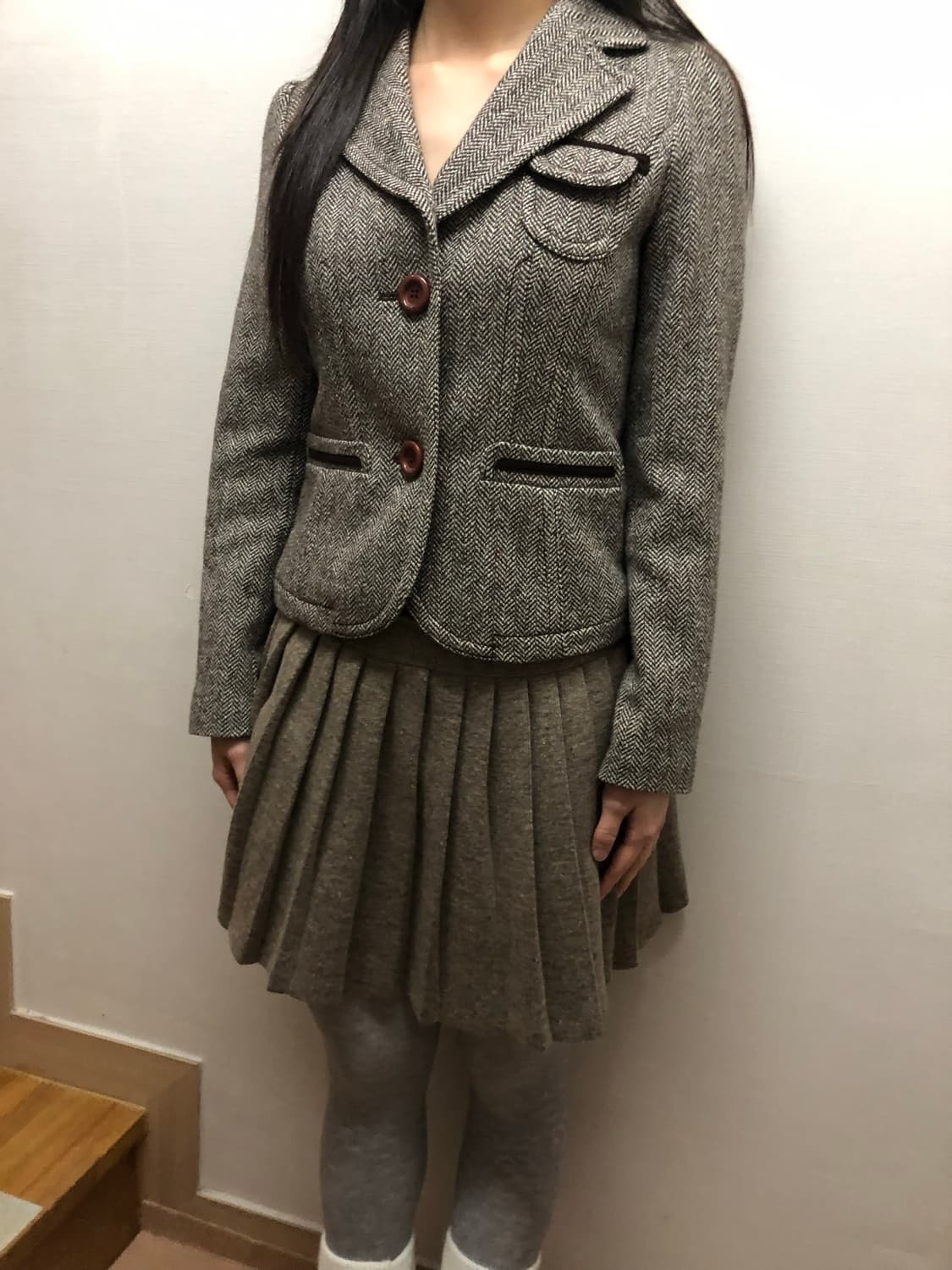 빈티지 브라운 울 헤링본 자켓 상품이미지3