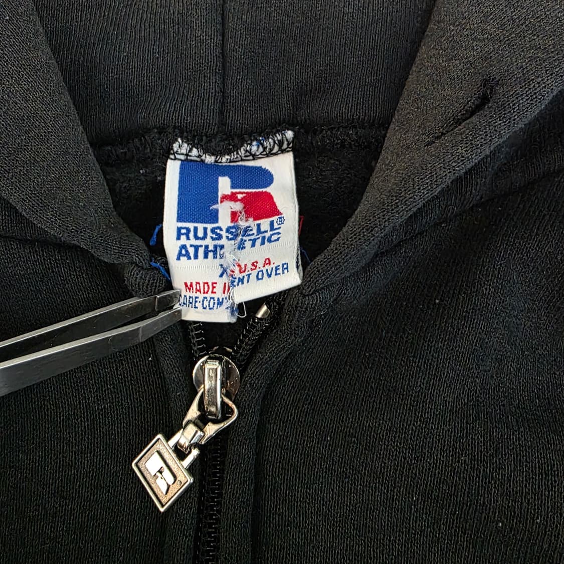 [XL] 90s USA 빈티지 러셀 애슬레틱 후드집업 블랙 하드페이드 상품이미지6