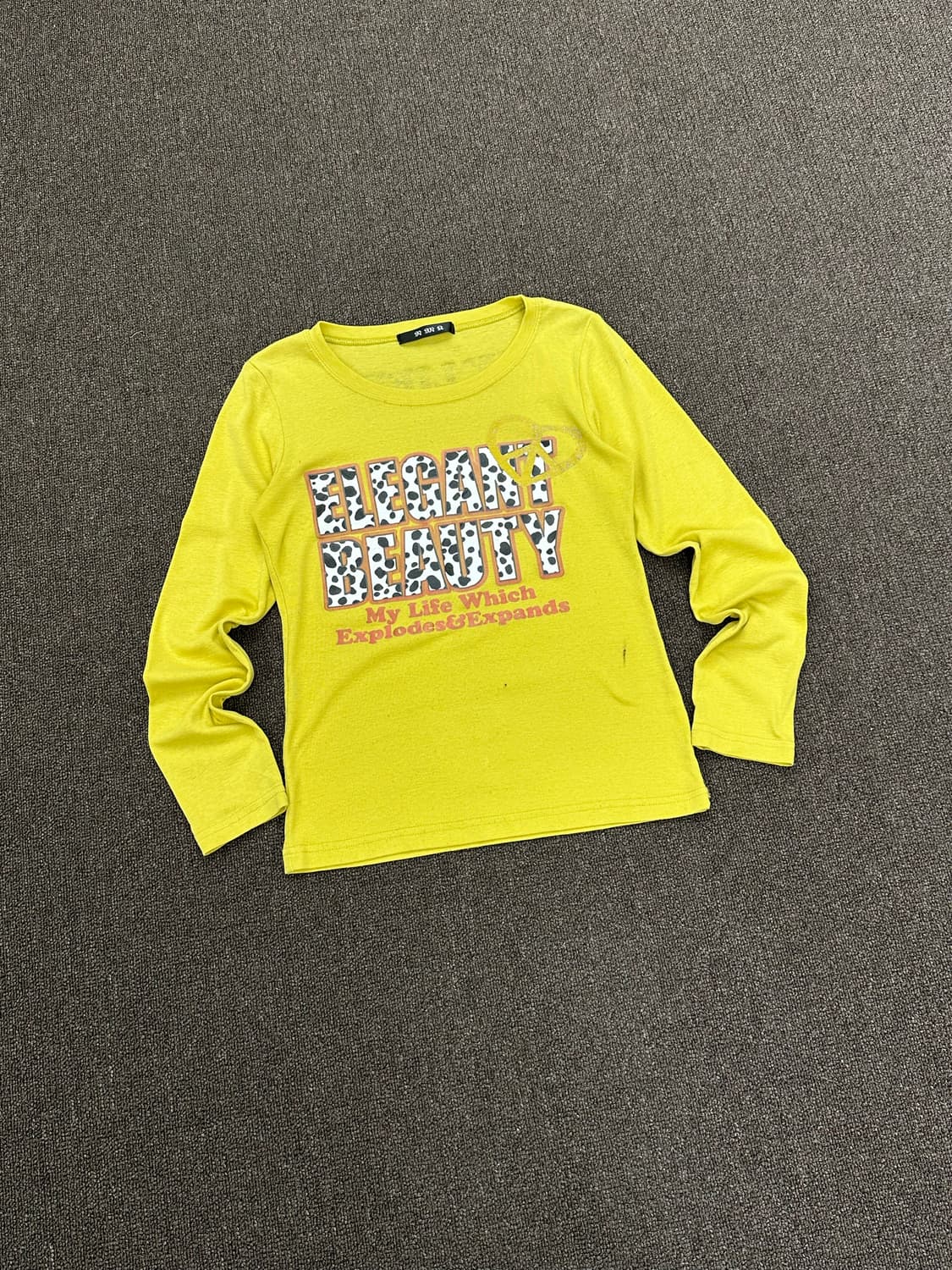 OS)Japanese vintage 여성 y2k 프린팅 옐로우 롱슬리브 상품이미지2