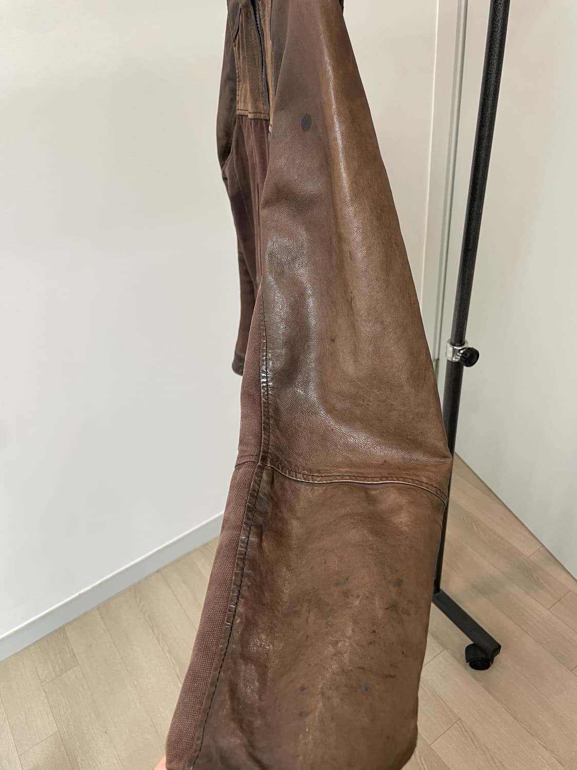 (105) Get used 브라운 배색 가죽 자켓 상품이미지6