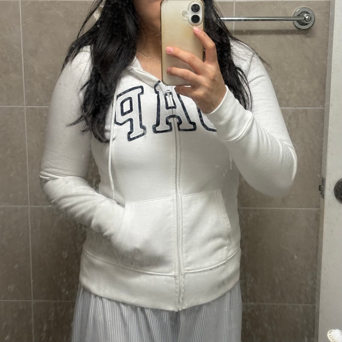 GAP 화이트 딱붙 후드집업 s(상태 최상) 상품이미지1