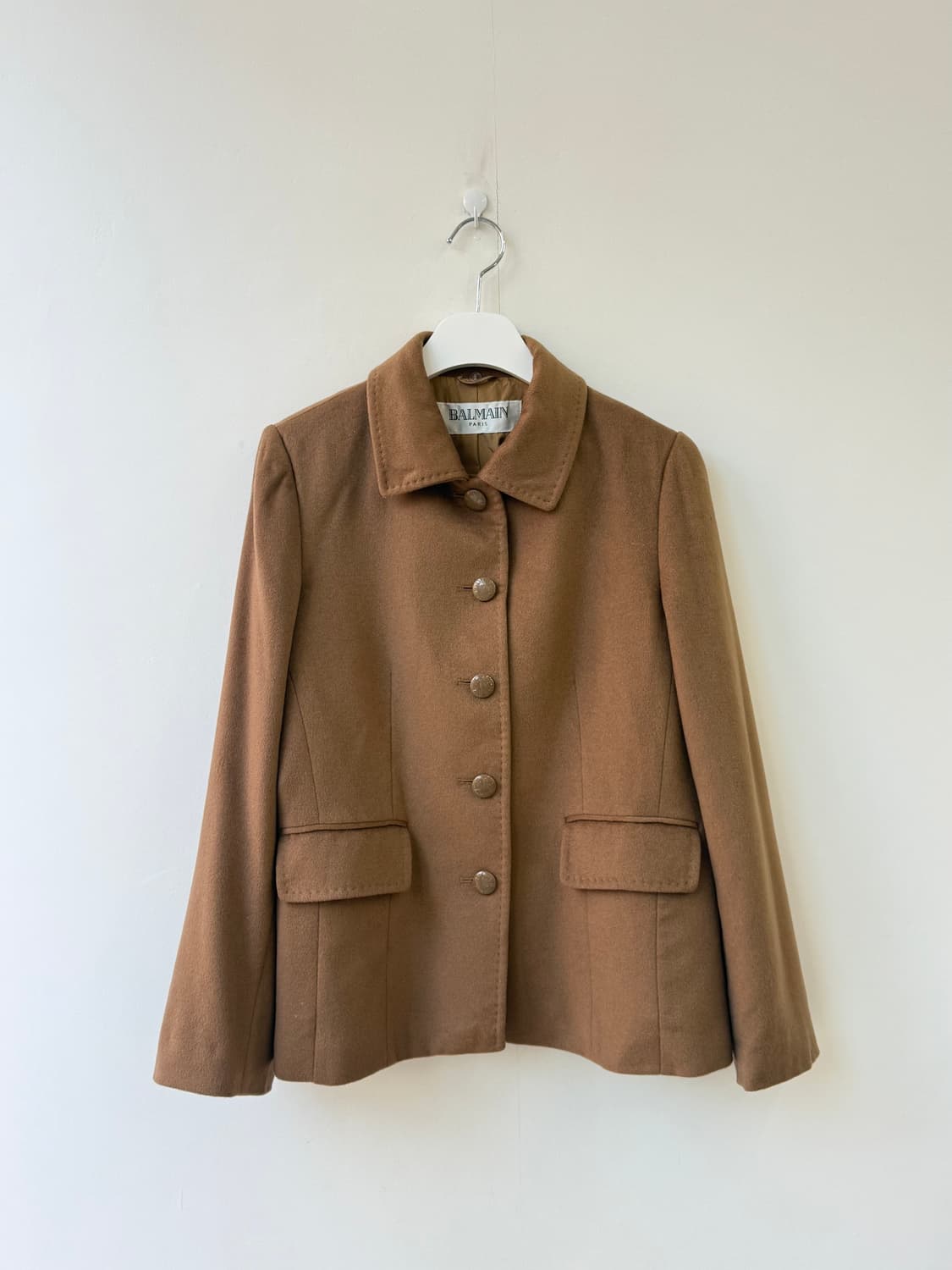 발망 베이지브라운 캐시미어 숏코트 자켓 상품이미지6