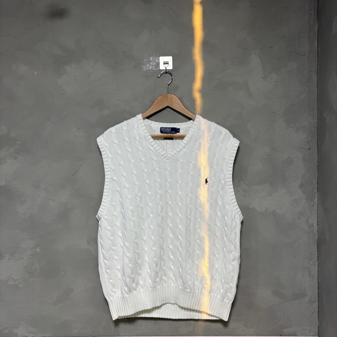 폴로 랄프로렌 꽈배기 니트 조끼 화이트 상품이미지1
