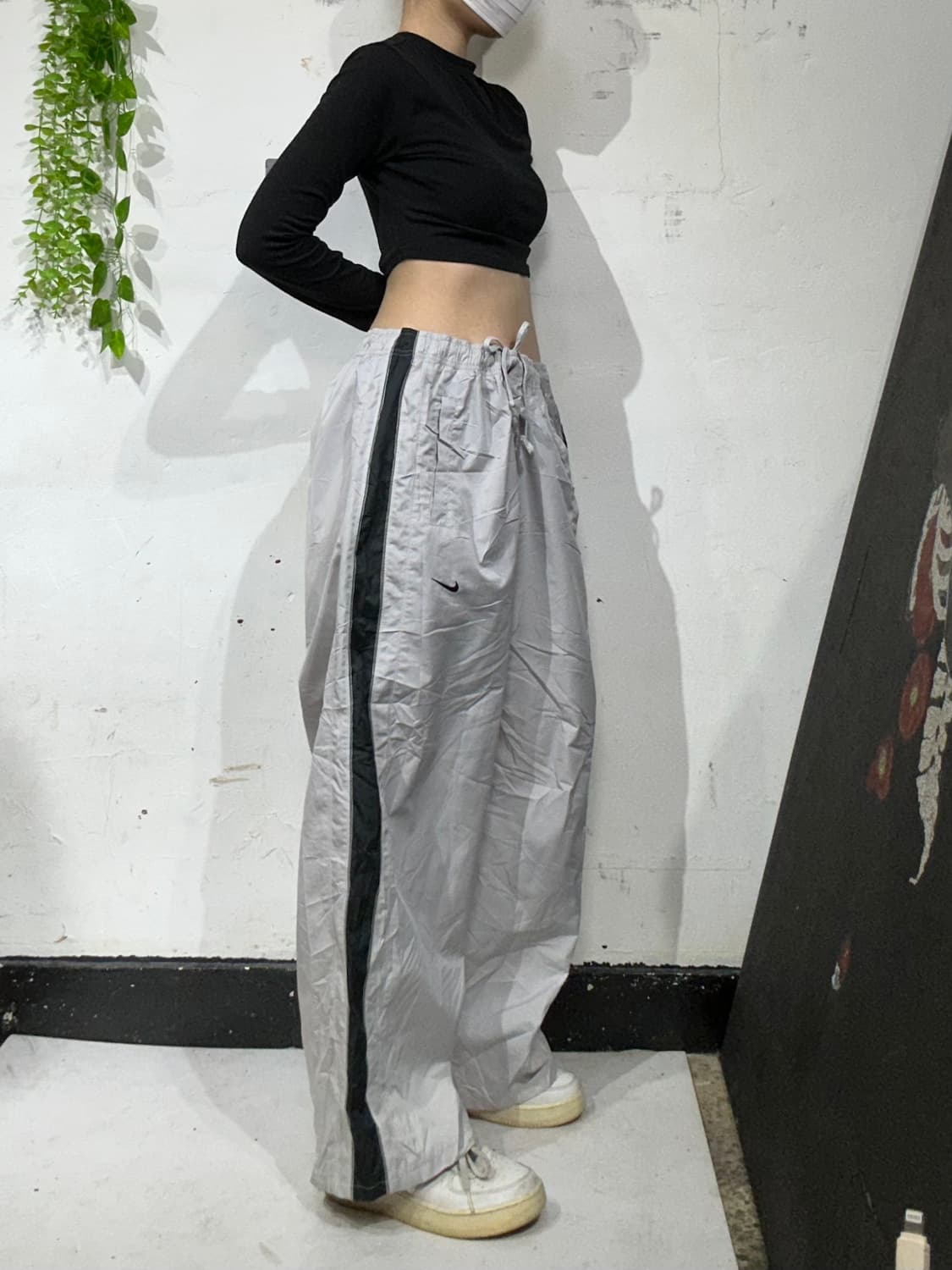 00s 나이키 그레이 사이드 라인 와이드 트랙 팬츠 추리닝 바지 XXL 상품이미지1