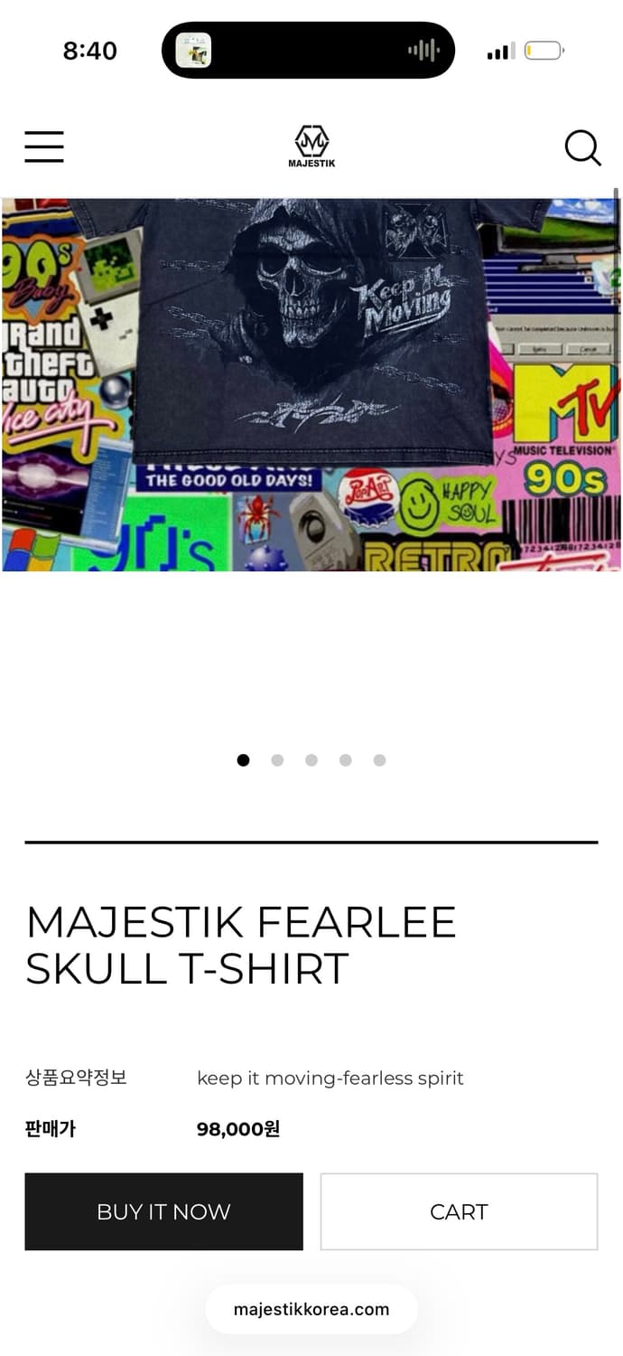 Majestik 스컬 프린팅 티셔츠 블랙 S 새상품 상품이미지2