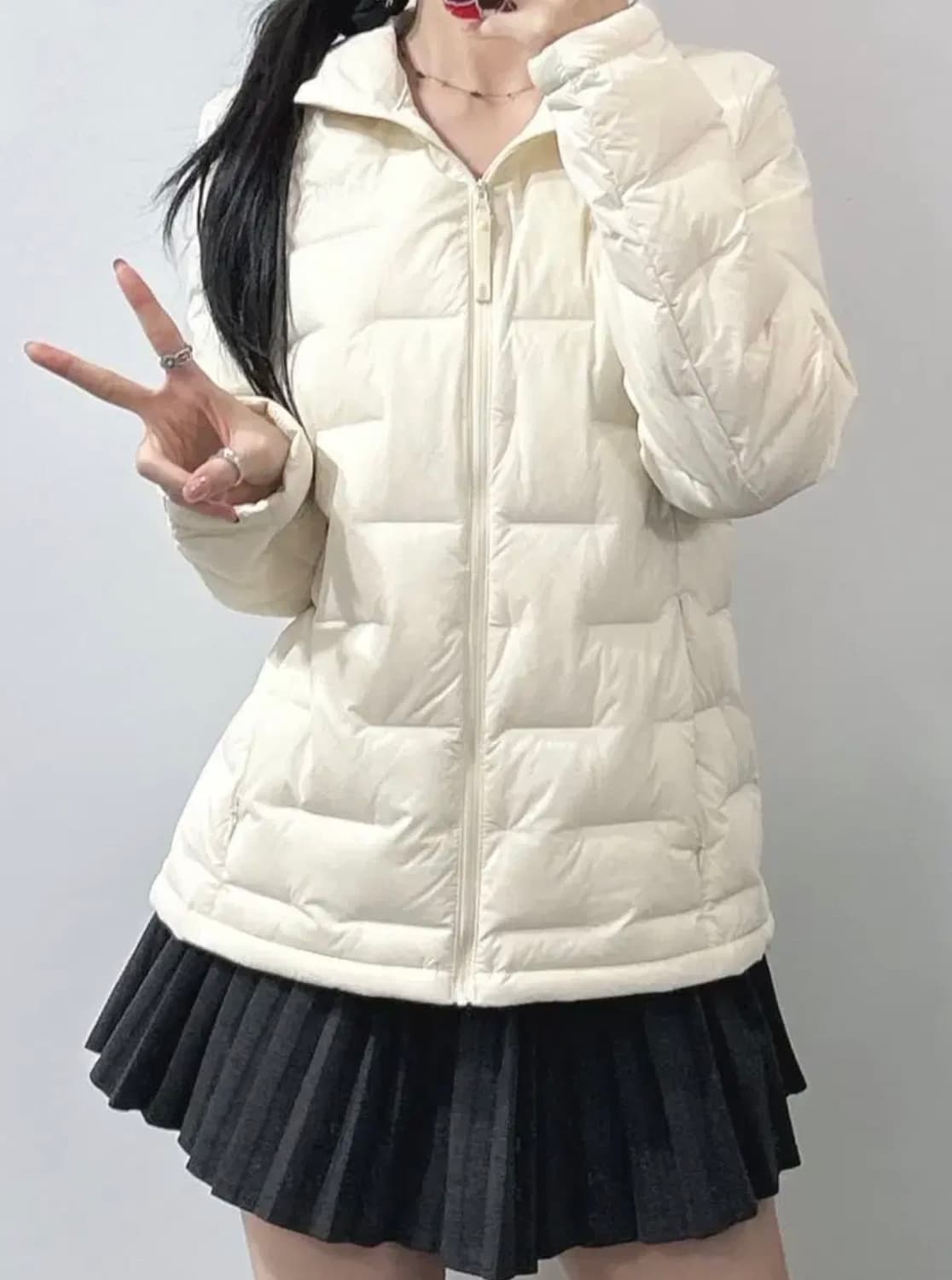 (수수료X)노스페이스 아이보리 경량 패딩 상품이미지2