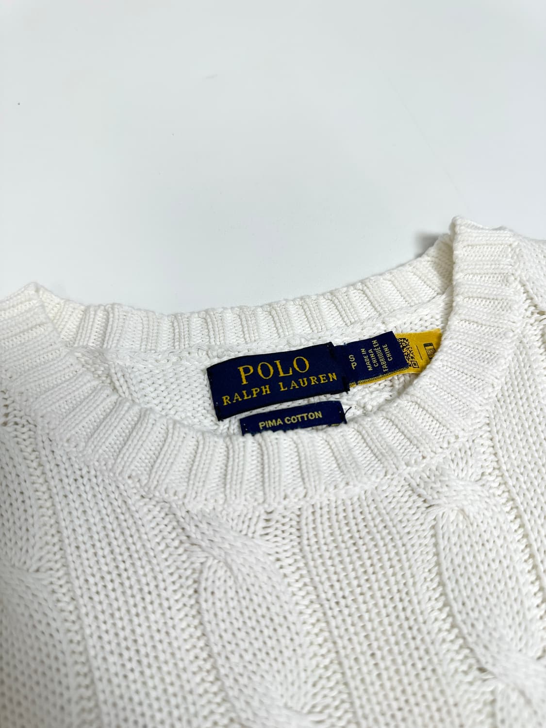 폴로 랄프로렌 케이블 반팔 니트 (화이트 S) 상품이미지3