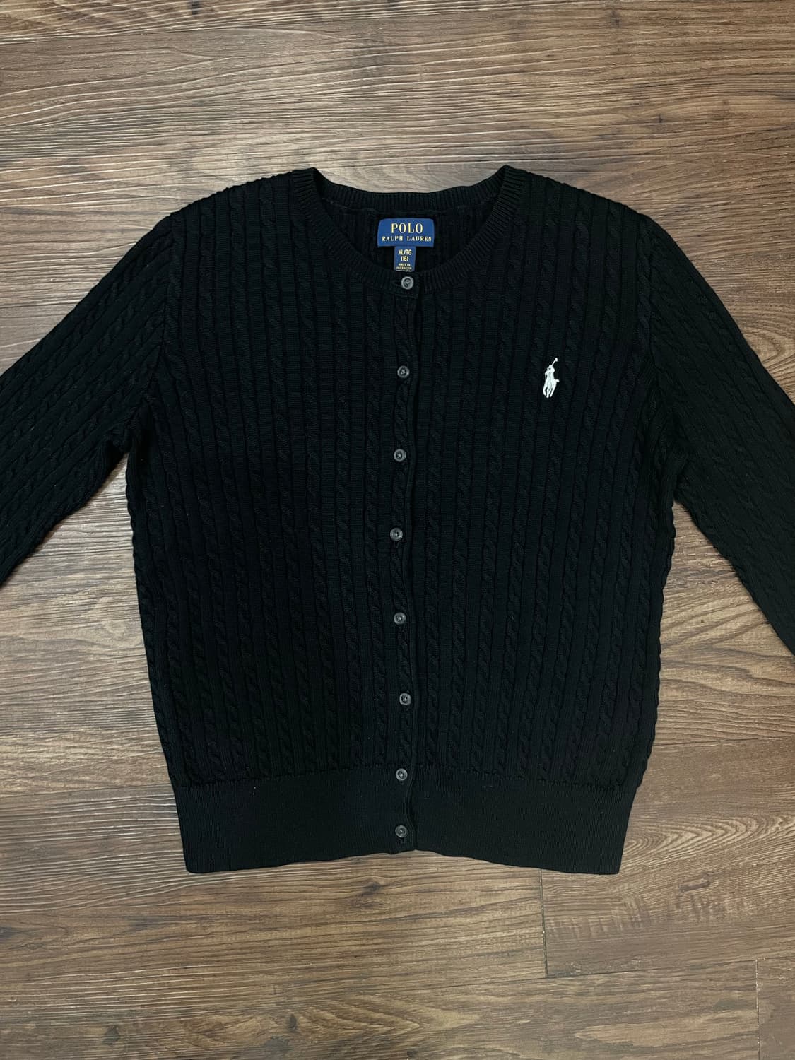 폴로 랄프로렌 블랙 케이블 코튼 니트 가디건 상품이미지1