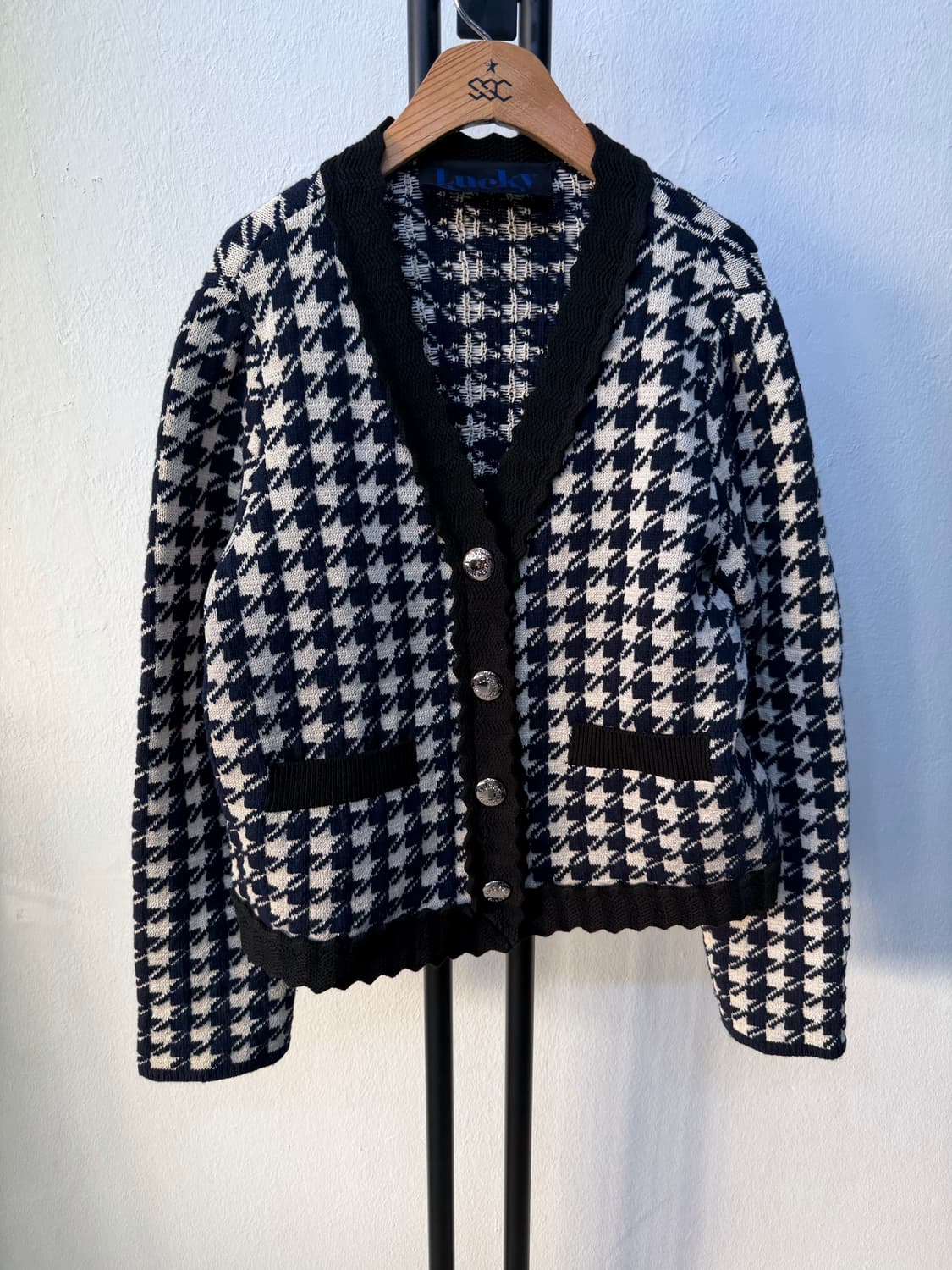 정품) 럭키슈에뜨 21ss 하운드체크 가디건 F 상품이미지1