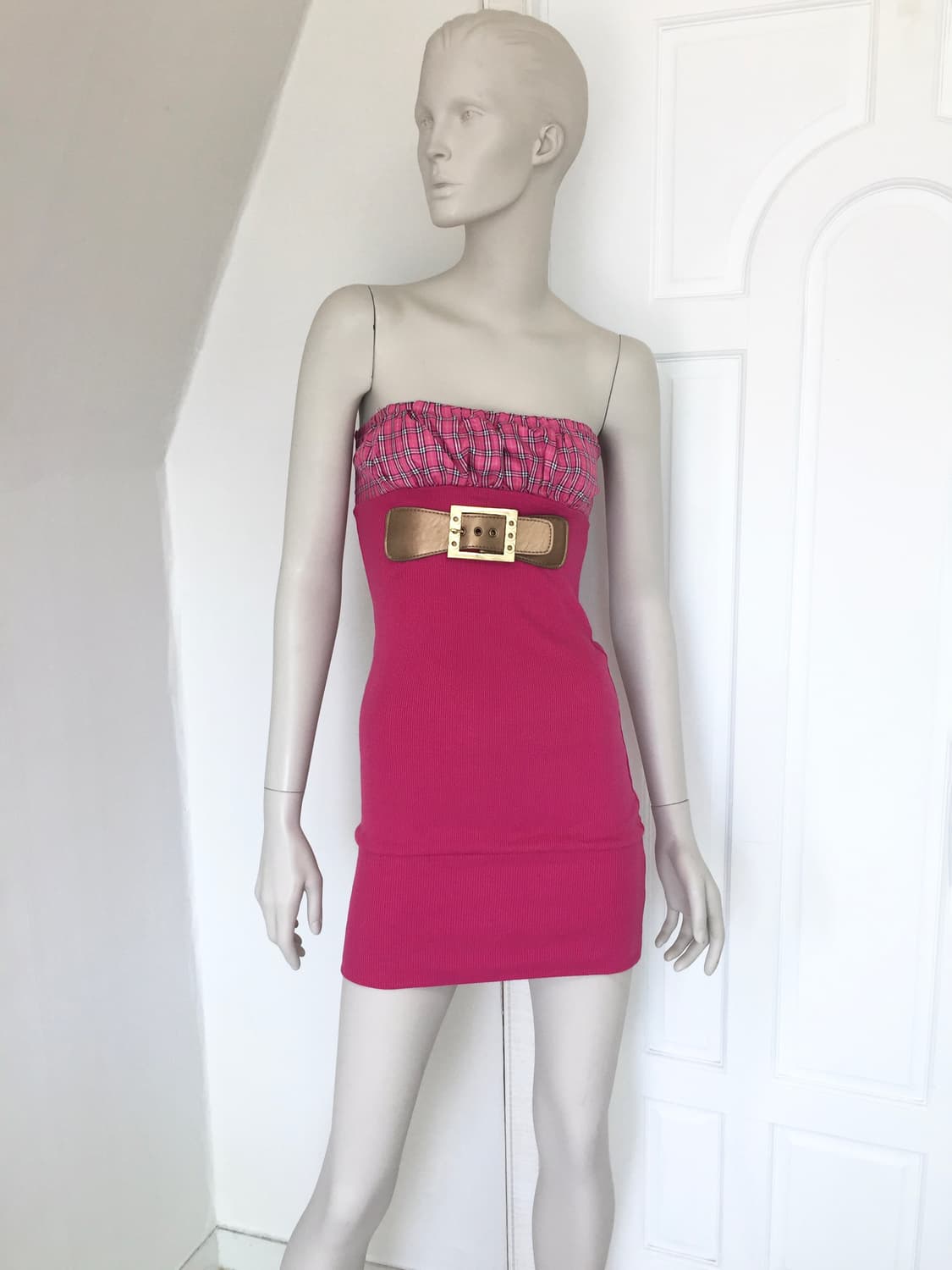 VIVI Wide Belt Tube TopP Pink Dress 상품이미지1