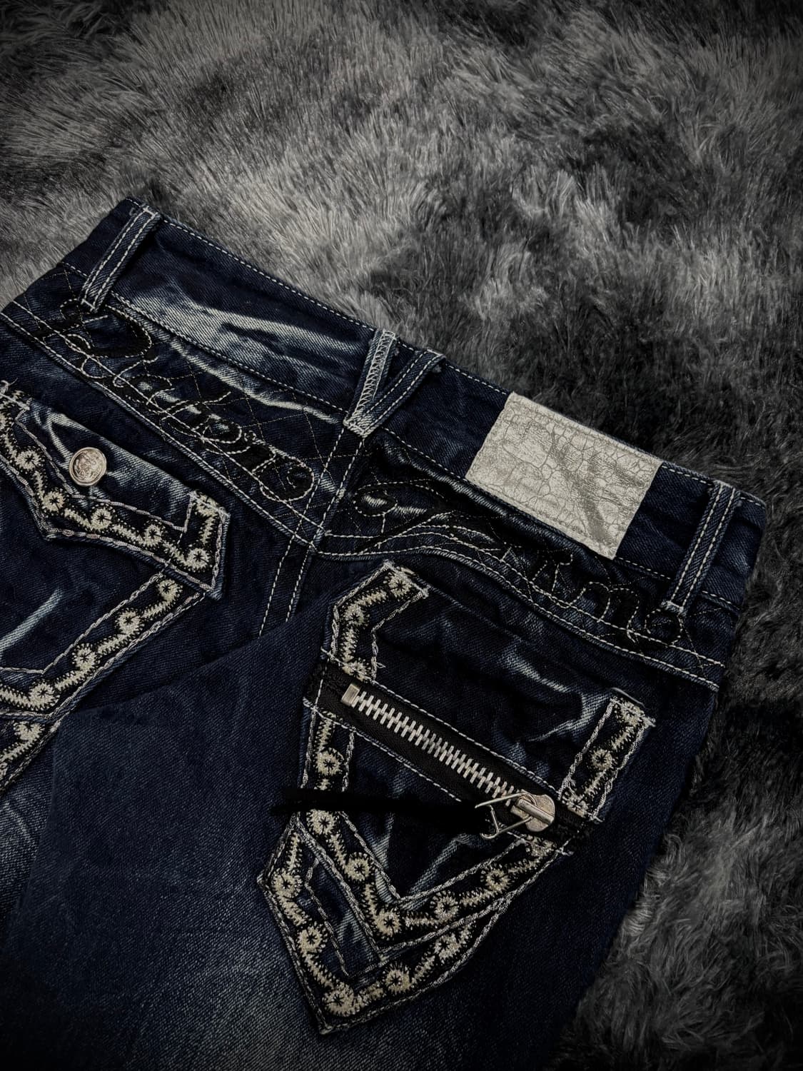 물결 워싱 뒷판 실버 글리터 부츠컷 팬츠 상품이미지7