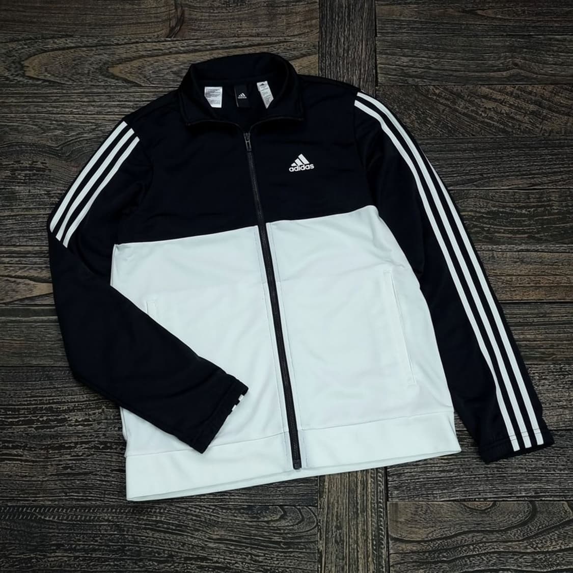 아디다스 로고 자수 검흰 져지 트랙탑 집업 자켓 M16538 상품이미지1